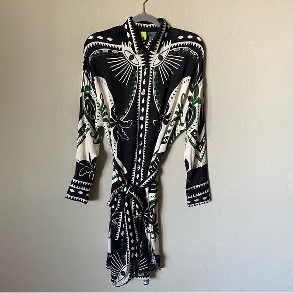 Rare Farm Rio Mystic Scarf Midi Black Shirt Dress Lenzing Wrap Size XS - Picture 8 of 15